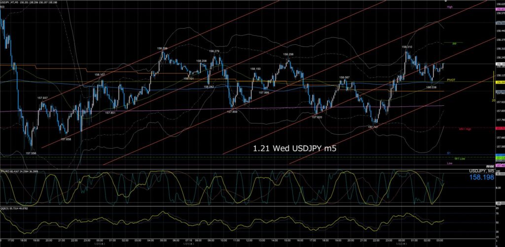 ドル円5分足チャート　水曜日　1月21日